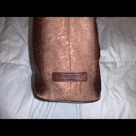 Brown suede and snake print style leather purse - Picture 3 of 5